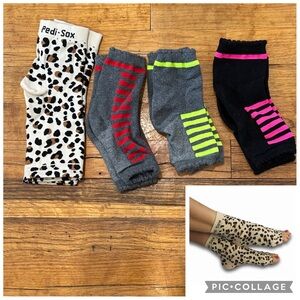 Pedicure Socks Set - Leopard print and neon stripes (4 pairs)
